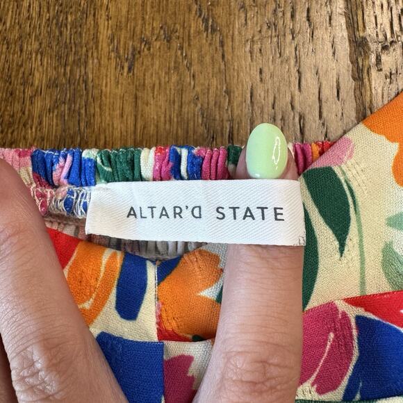 NWT Altar'd State Floral Puff Sleeve Crop Top Shirt Women's Size Small S - Picture 3 of 8